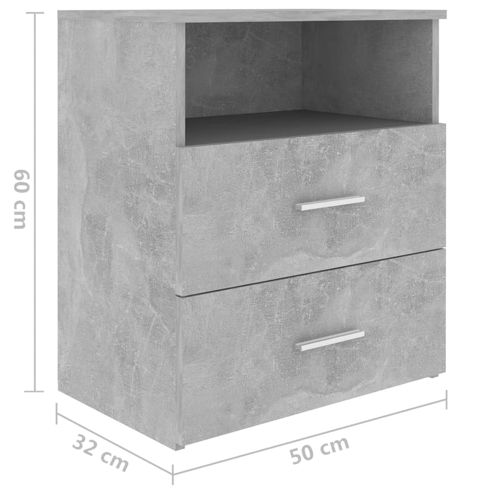 Comodino Grigio Cemento 50x32x60 cm cod mxl 30660