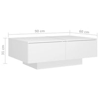 Tavolino da Salotto Bianco 90x60x31 cm in Legno Multistrato