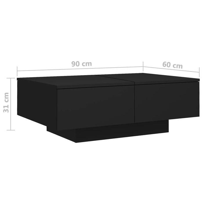 Tavolino da Salotto Nero 90x60x31 cm in Truciolato