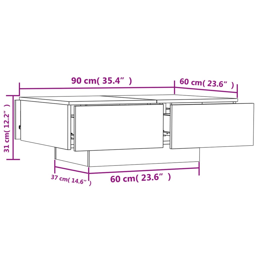 Tavolino da Salotto Grigio 90x60x31 cm in Truciolato 804179