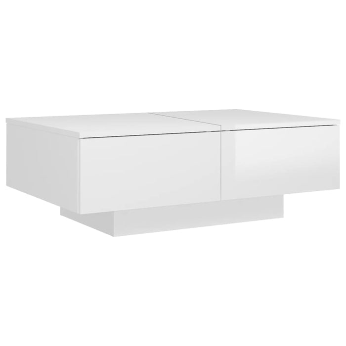 Tavolino da Salotto Bianco Lucido 90x60x31 cm in Truciolato 804181