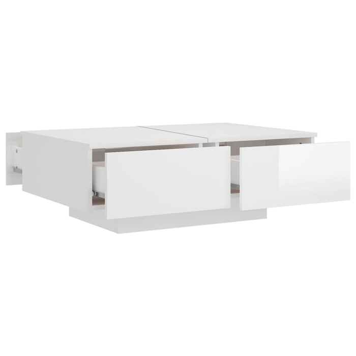 Tavolino da Salotto Bianco Lucido 90x60x31 cm in Truciolato 804181