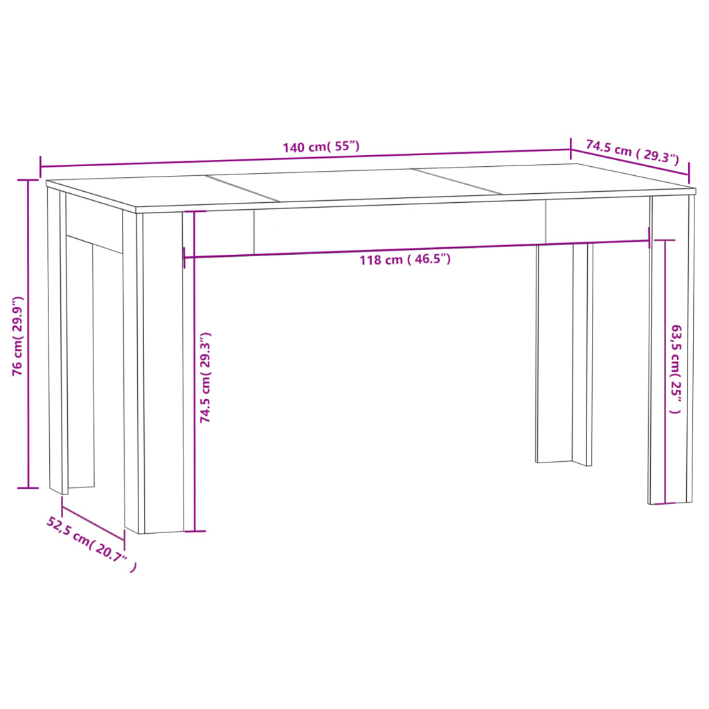 Tavolo da Pranzo Nero 140x74,5x76 cm in Truciolato