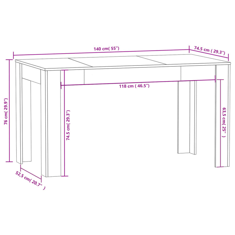 Tavolo da Pranzo Nero 140x74,5x76 cm in Truciolato