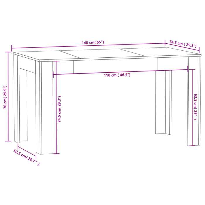 Tavolo da Pranzo Rovere Sonoma 140x74,5x76 cm in Truciolato 804205