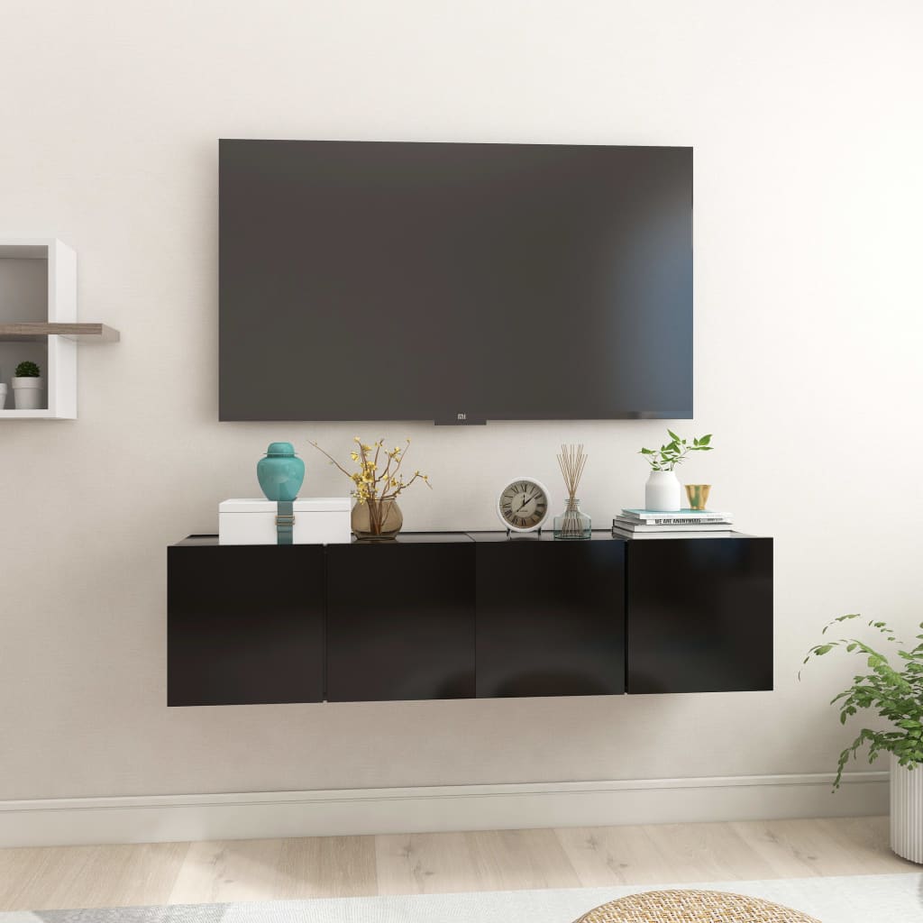 Mobili Porta TV Sospesi 2 pz Neri 60x30x30 cm  cod mxl 6819