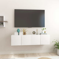 Mobili Porta TV Sospesi 2 pz Bianco Lucido 60x30x30cm  cod mxl 13283