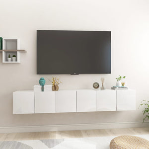 Mobili Porta TV Sospesi 3 pz Bianco Lucido 60x30x30cm  cod mxl 21057