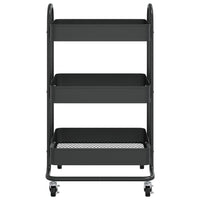 Carrello a 3 Livelli Nero 43x34x79 cm in Acciaio cod mxl 69464