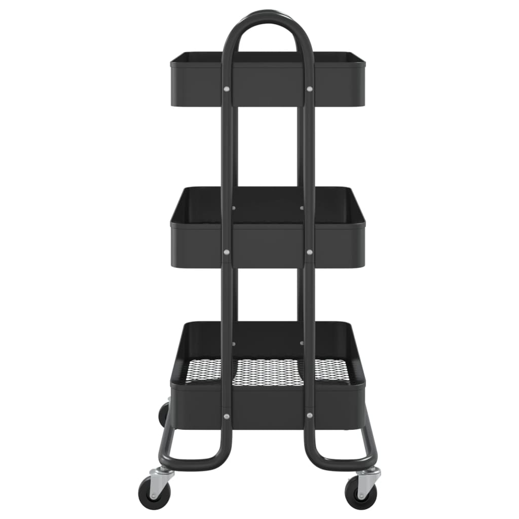 Carrello a 3 Livelli Nero 43x34x79 cm in Acciaio cod mxl 69464