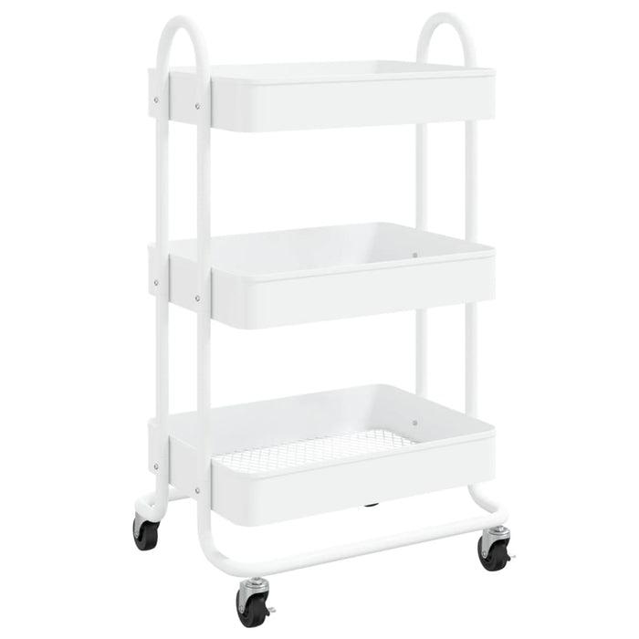 Carrello a 3 Livelli Bianco 43x34x79 cm in Acciaio 335866