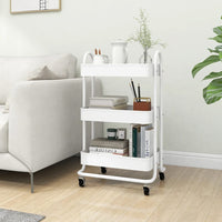 Carrello a 3 Livelli Bianco 43x34x79 cm in Acciaio 335866