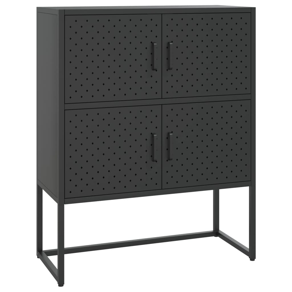 Credenza Alta Nera 80x35x100 cm in Acciaio 335880