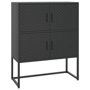 Credenza Alta Nera 80x35x100 cm in Acciaio 335880