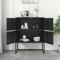 Credenza Alta Nera 80x35x100 cm in Acciaio 335880