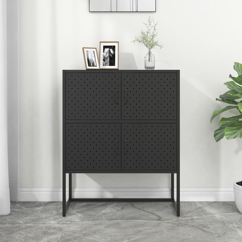 Credenza Alta Nera 80x35x100 cm in Acciaio 335880