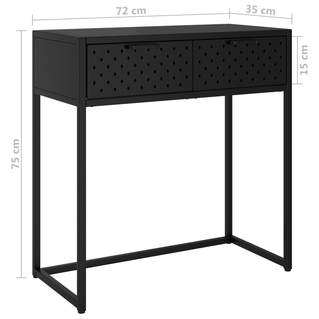 Tavolo Consolle Nero 72x35x75 cm in Acciaio