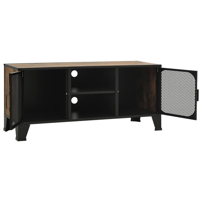 Mobile Porta TV Marrone Rustico 105x36x47 cm in Metallo e MDF 335909