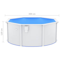 Piscina con Pareti in Acciaio 300x120 cm Bianca cod mxl 15842