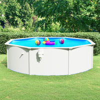 Piscina con Pareti in Acciaio Rotonda 460x120 cm Bianca