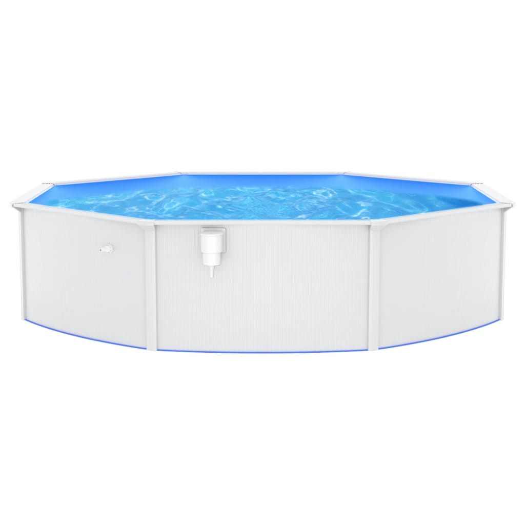 Piscina con Pareti in Acciaio Rotonda 550x120 cm Bianca 93263