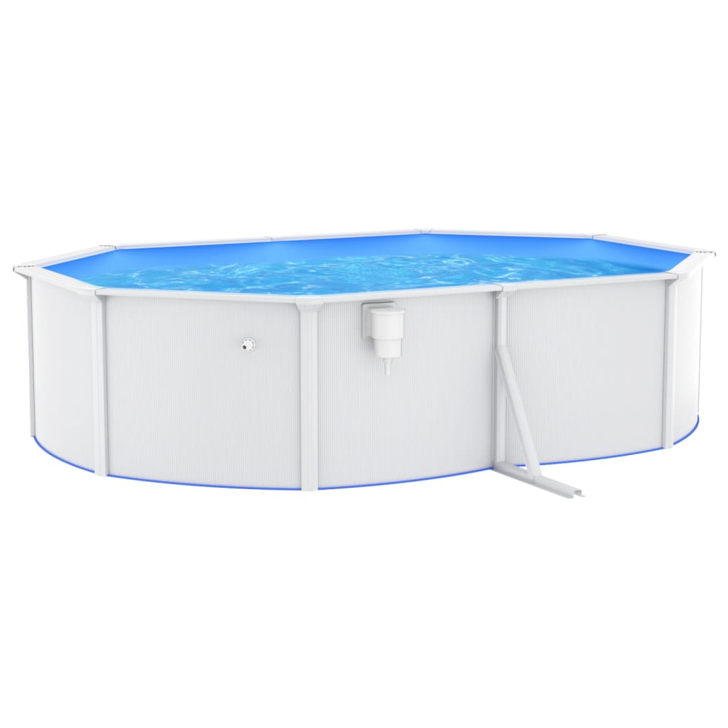 Piscina con Pareti in Acciaio Ovale 490x360x120 cm Bianca 93264