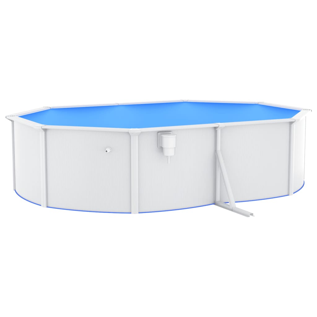 Piscina con Pareti in Acciaio Ovale 490x360x120 cm Bianca 93264