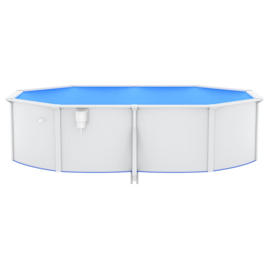 Piscina con Pareti in Acciaio Ovale 490x360x120 cm Bianca 93264