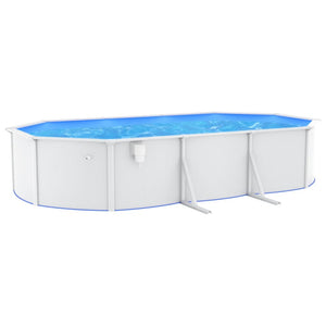 Piscina con Pareti in Acciaio Ovale 610x360x120 cm Bianca