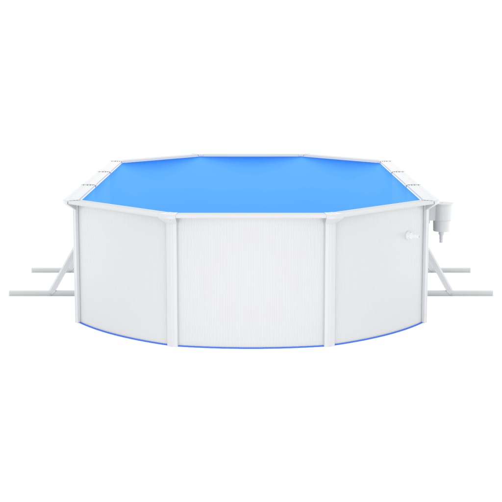 Piscina con Pareti in Acciaio Ovale 610x360x120 cm Bianca 93265