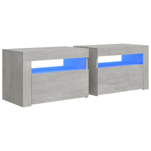 Comodini 2 pz con Luci a LED Grigio Cemento 60x35x40 cm 3080738