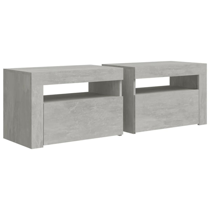 Comodini 2 pz con Luci a LED Grigio Cemento 60x35x40 cm 3080738