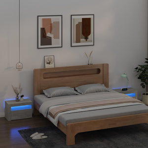 Comodini 2 pz con Luci a LED Grigio Cemento 60x35x40 cm 3080738