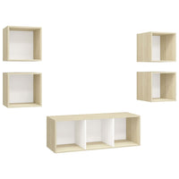 Set Porta TV 5 pz Bianco e Rovere Sonoma in Truciolato cod mxl 59799