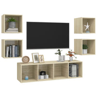 Set Porta TV 5 pz Rovere Sonoma in Truciolato cod mxl 59337