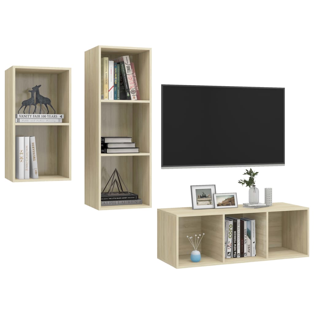 Set Porta TV 3 pz Rovere Sonoma in Truciolato cod mxl 10274