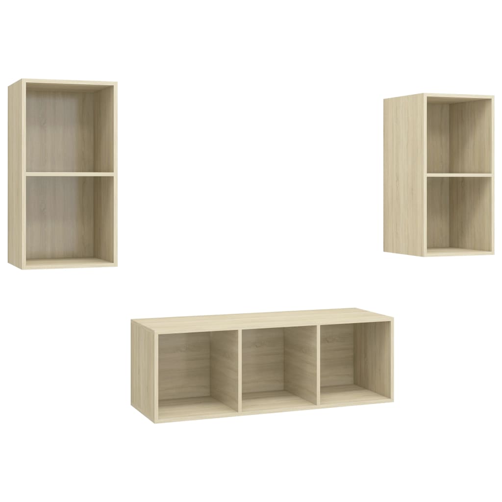 Set Porta TV 3 pz Rovere Sonoma in Truciolato 3079739