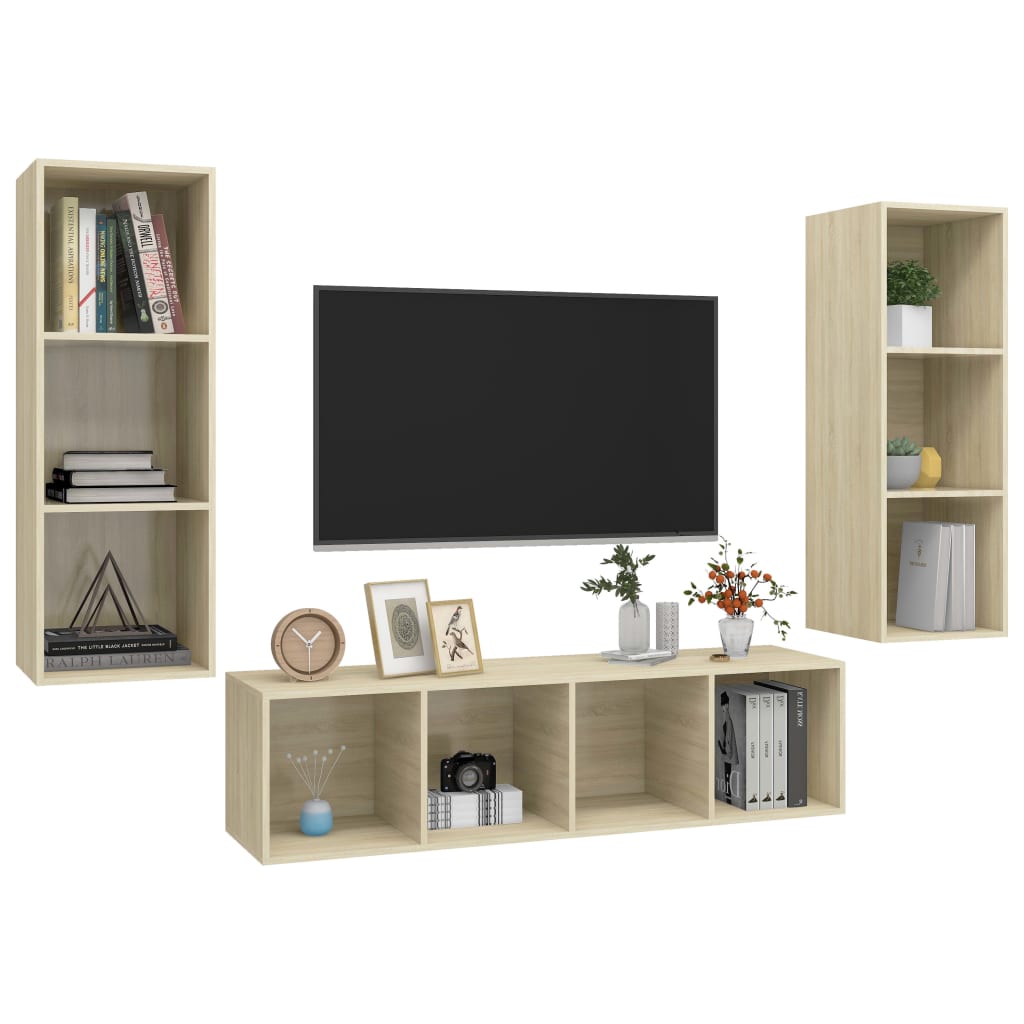 Set Porta TV 3 pz Rovere Sonoma in Truciolato cod mxl 10281