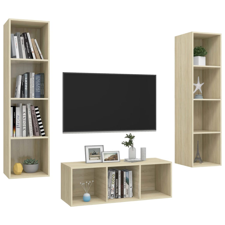 Set Porta TV 3 pz Rovere Sonoma in Truciolato cod mxl 13645