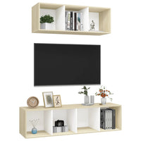 Set Porta TV 2 pz Bianco e Rovere Sonoma in Truciolato cod mxl 17977