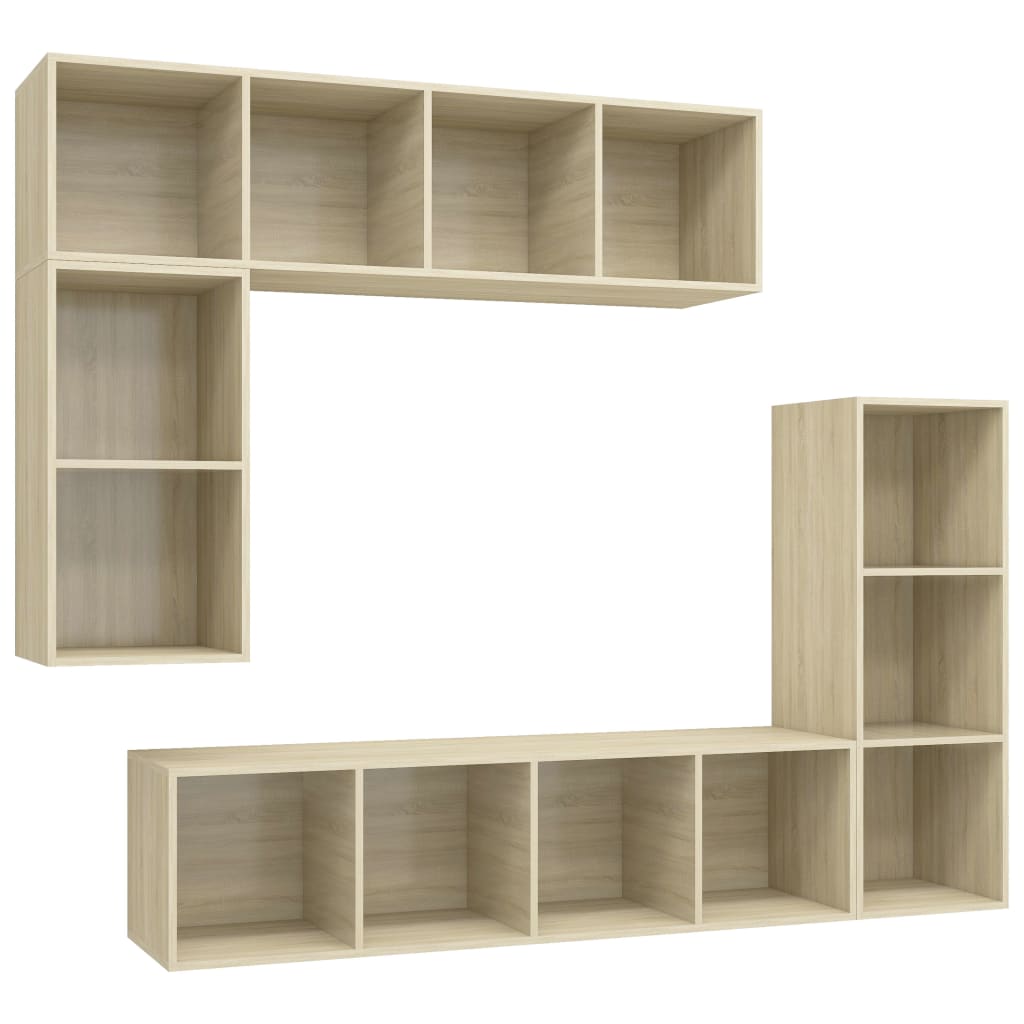 Set di Mobili Porta TV 4 pz Rovere Sonoma in Legno Multistrato 3079820