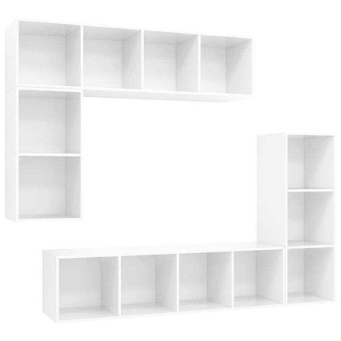 Set di Mobili Porta TV 4 pz Bianco Lucido in Legno Multistrato 3079823