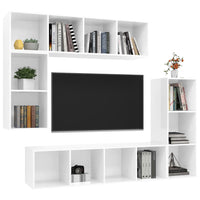 Set di Mobili Porta TV 4 pz Bianco Lucido in Legno Multistrato cod mxl 37157