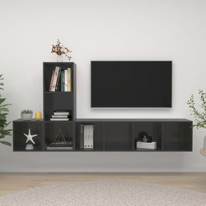 Set Mobile TV 3 pz Grigio Lucido in Truciolato cod mxl 12653