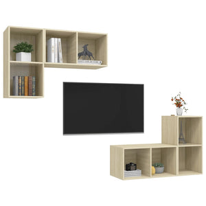 Mobile TV a Parete 4 pz Rovere Sonoma in Truciolato 3079838