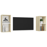 Mobile TV a Parete 2 pz Bianco e Rovere Sonoma in Truciolato cod mxl 18795