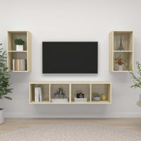 Mobile TV a Parete 4 pz Rovere Sonoma in Truciolato 3079874