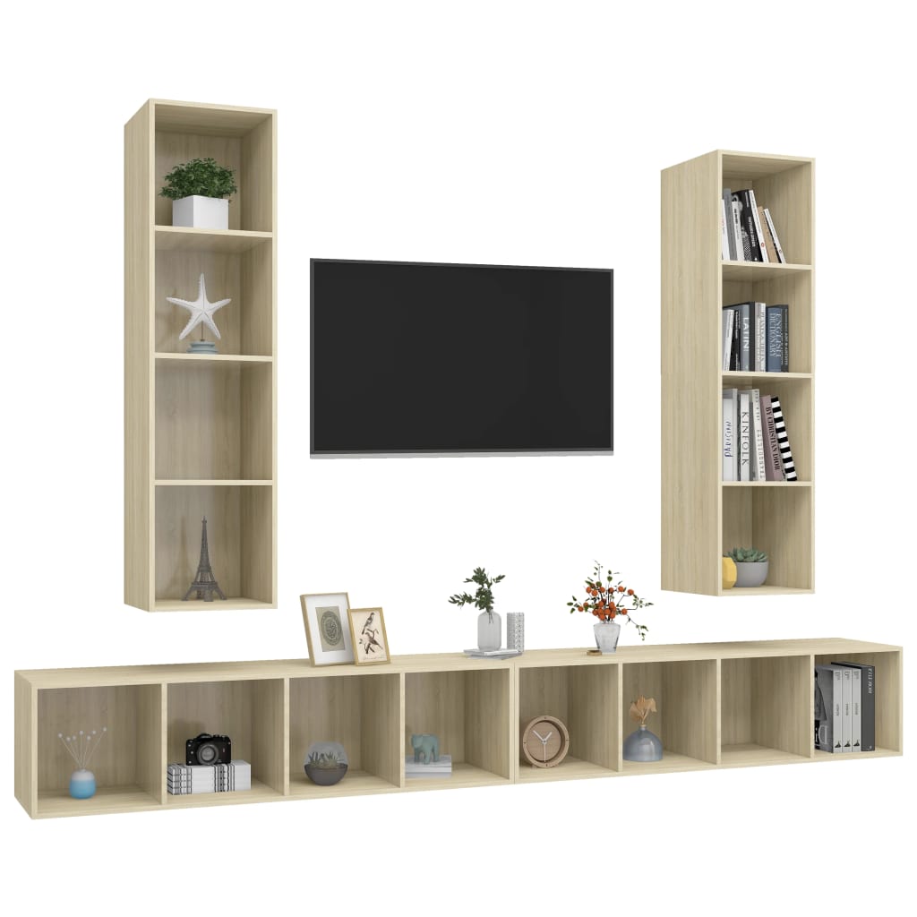 Mobile TV a Parete 4 pz Rovere Sonoma in Truciolato cod mxl 17945