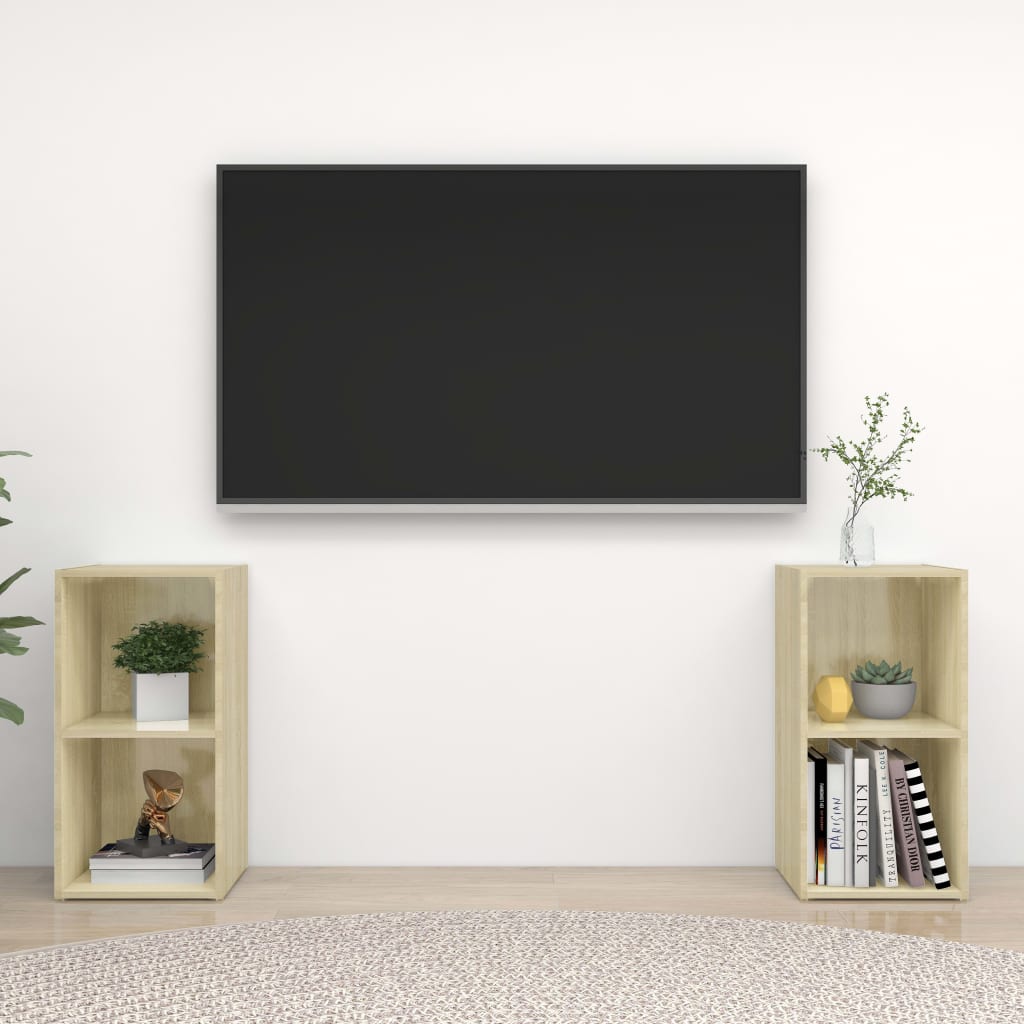 Mobili TV 2 pz Rovere Sonoma 72x35x36,5 cm in Truciolato 3079901