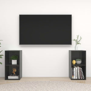 Mobili Porta TV 2 pz Grigio Lucido 72x35x36,5 cm in Truciolato cod mxl 18970